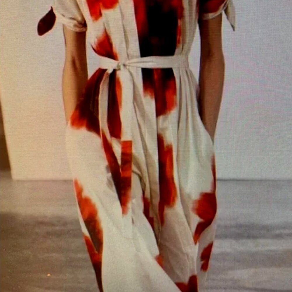 Zara Summer Print Dress With Watercolor Floral Pattern